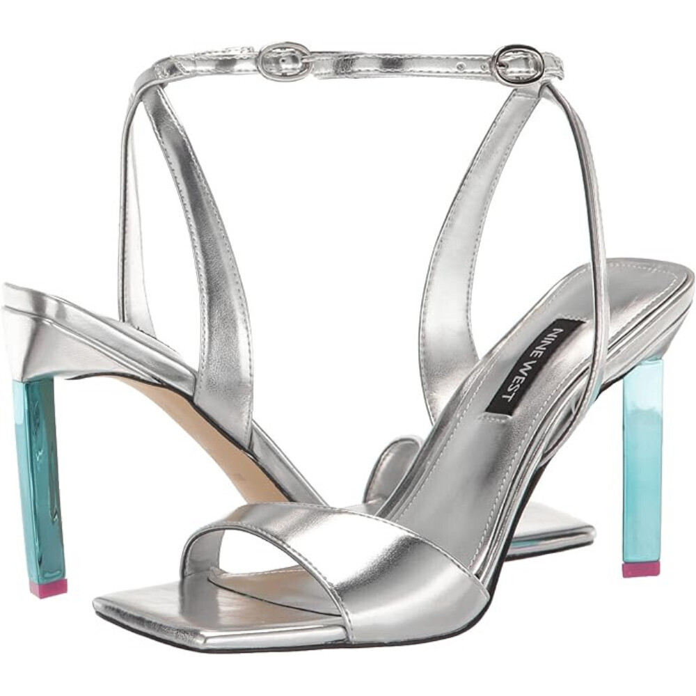 Nine West Maris Dress Sandal Women's 11 Silver Ankle Strap Stiletto Heel LION168